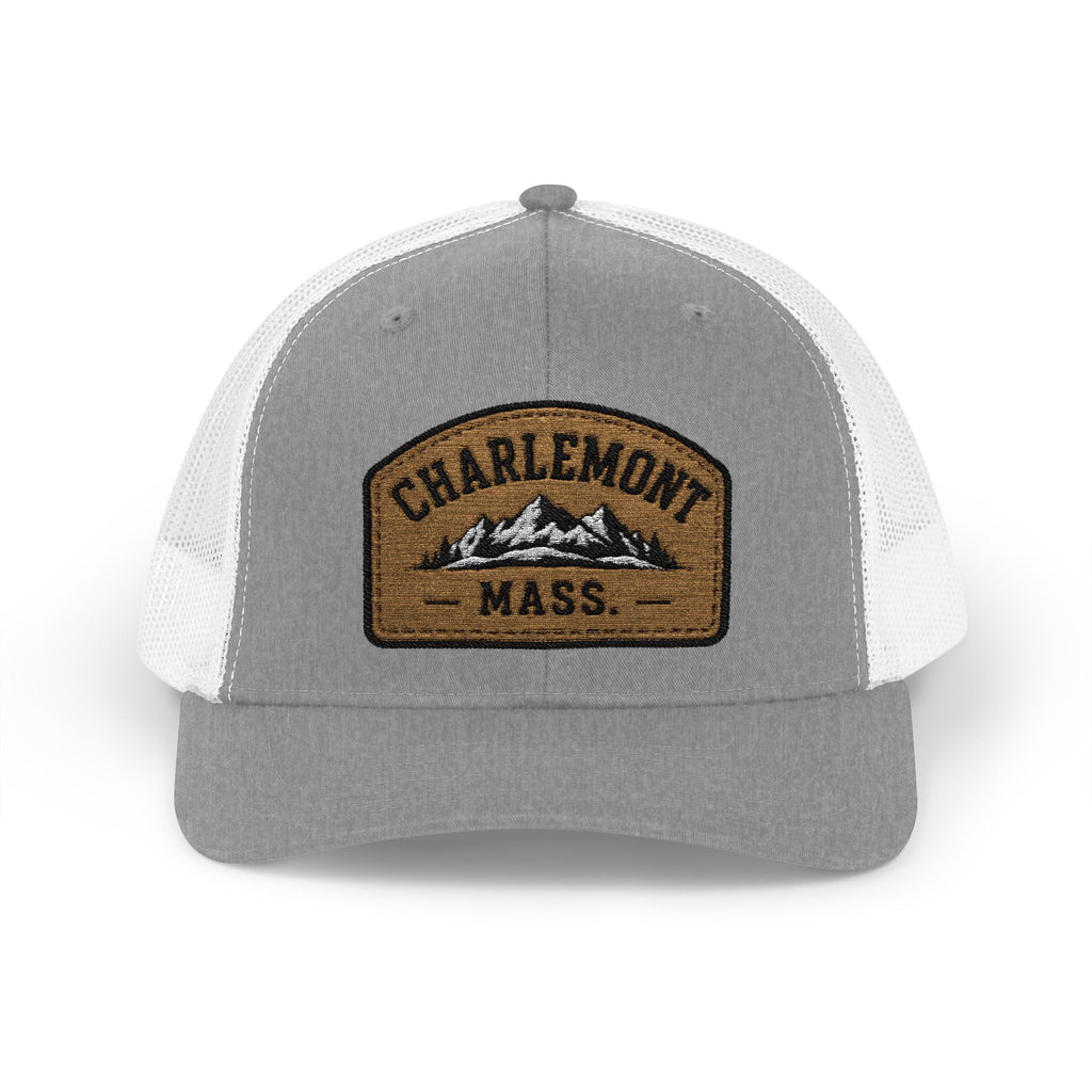 Charlemont MA Retro Mountain Patch Snapback Trucker Cap