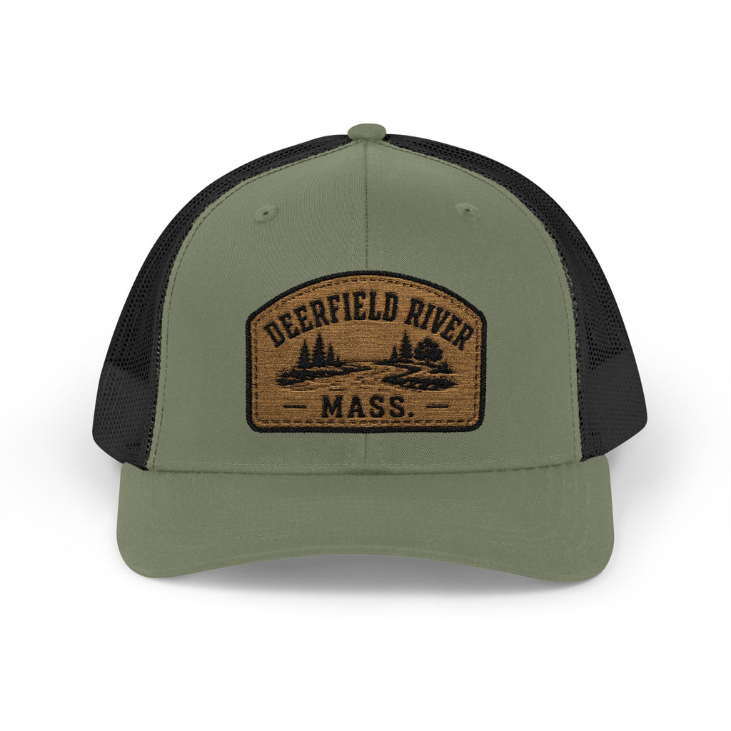 Deerfield River Retro Mountain Patch Snapback Trucker Cap