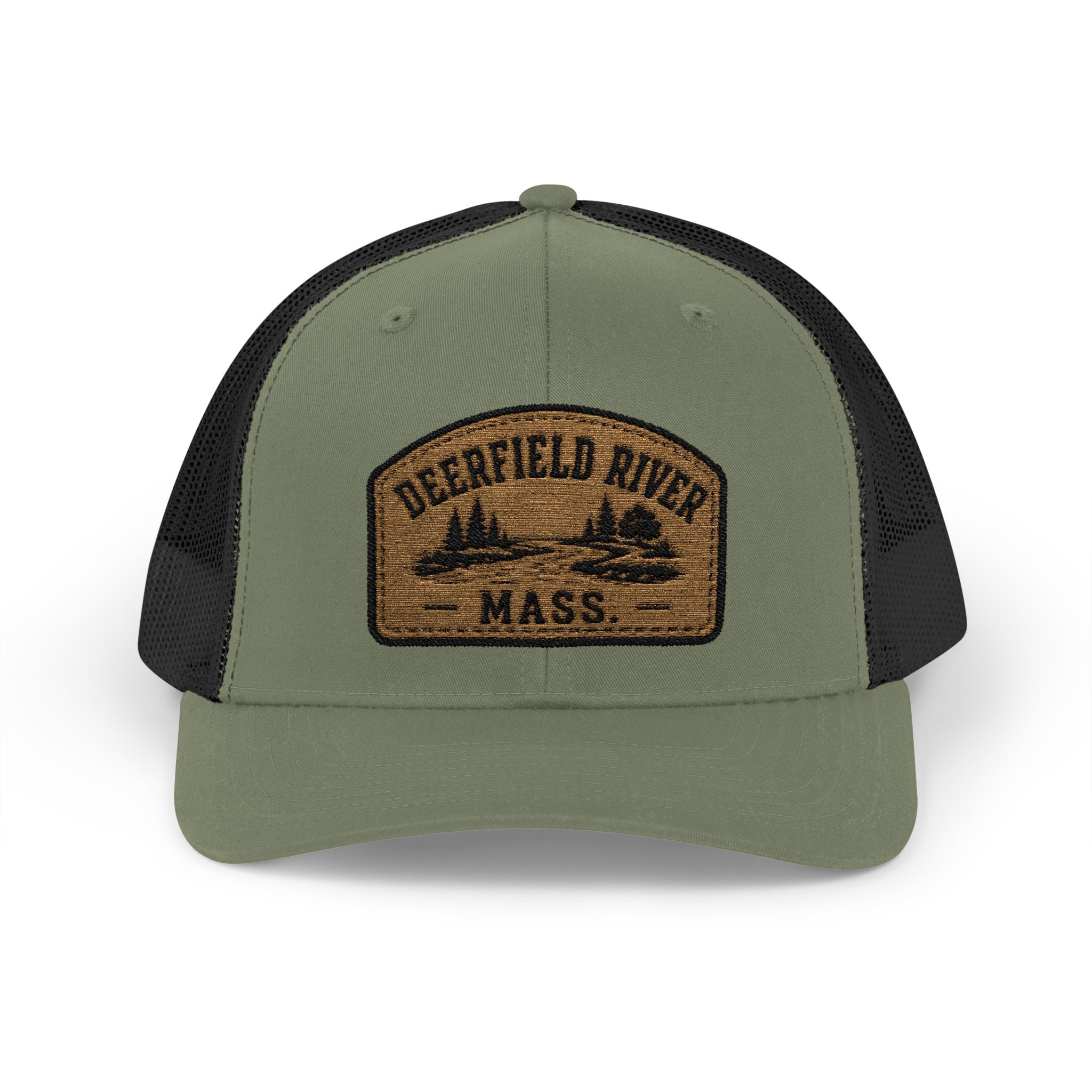 Deerfield River Retro Mountain Patch Snapback Trucker Cap