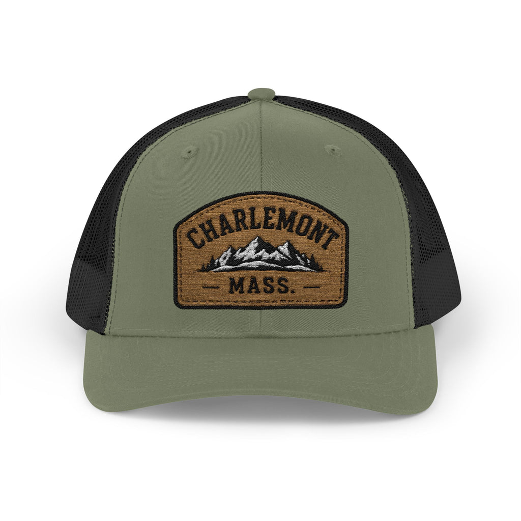 Charlemont MA Retro Mountain Patch Snapback Trucker Cap