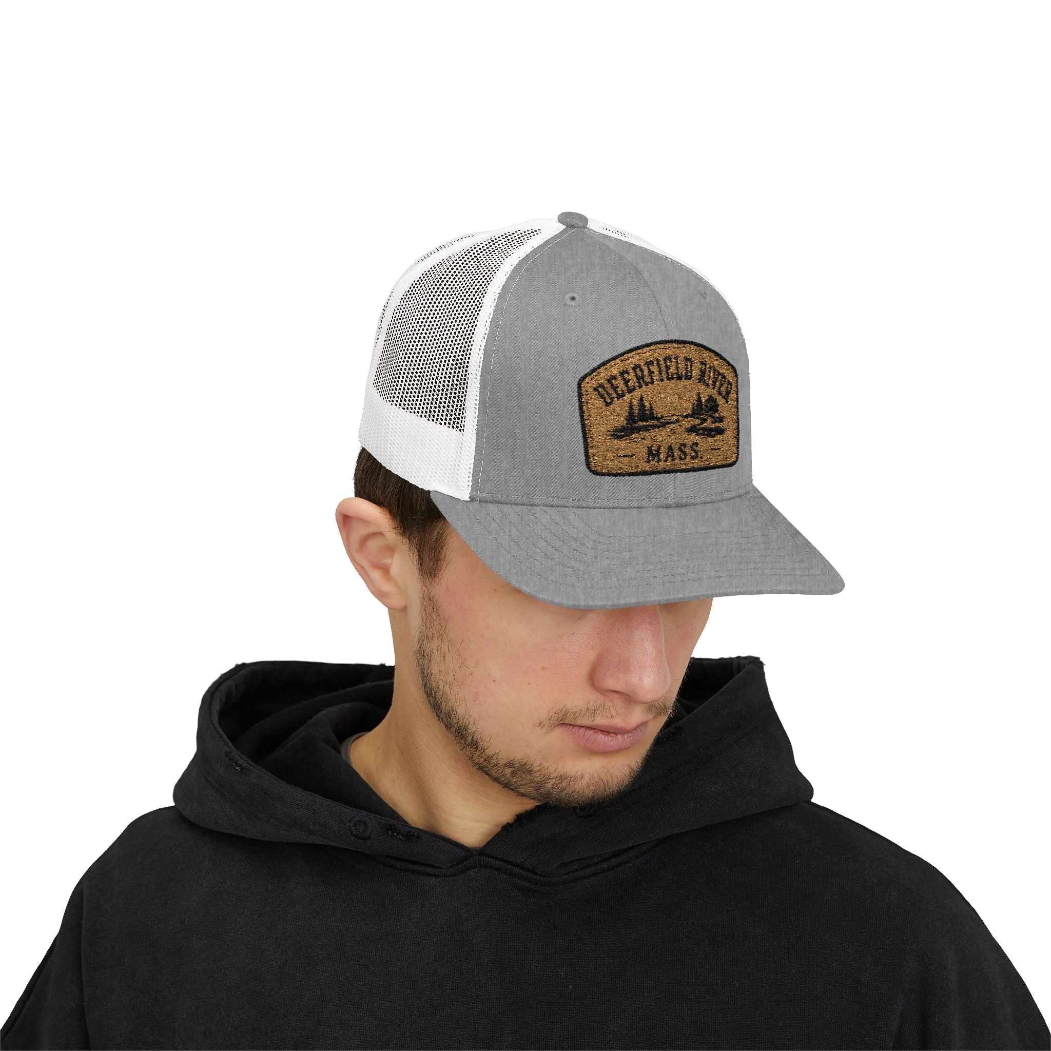 Deerfield River Retro Mountain Patch Snapback Trucker Cap