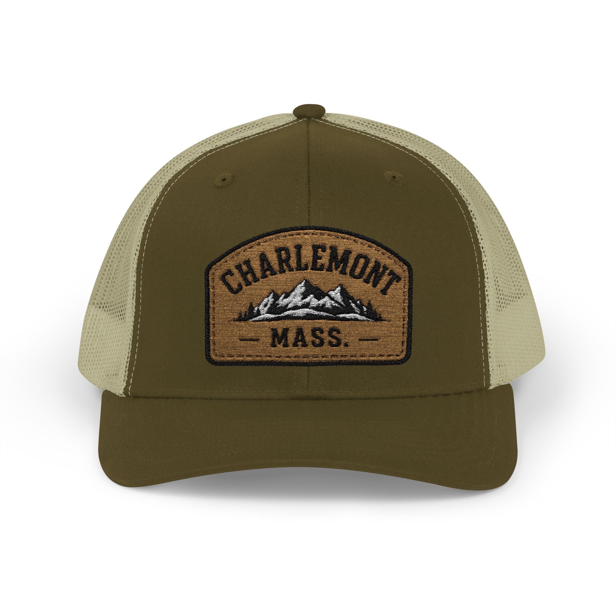 Charlemont MA Retro Mountain Patch Snapback Trucker Cap