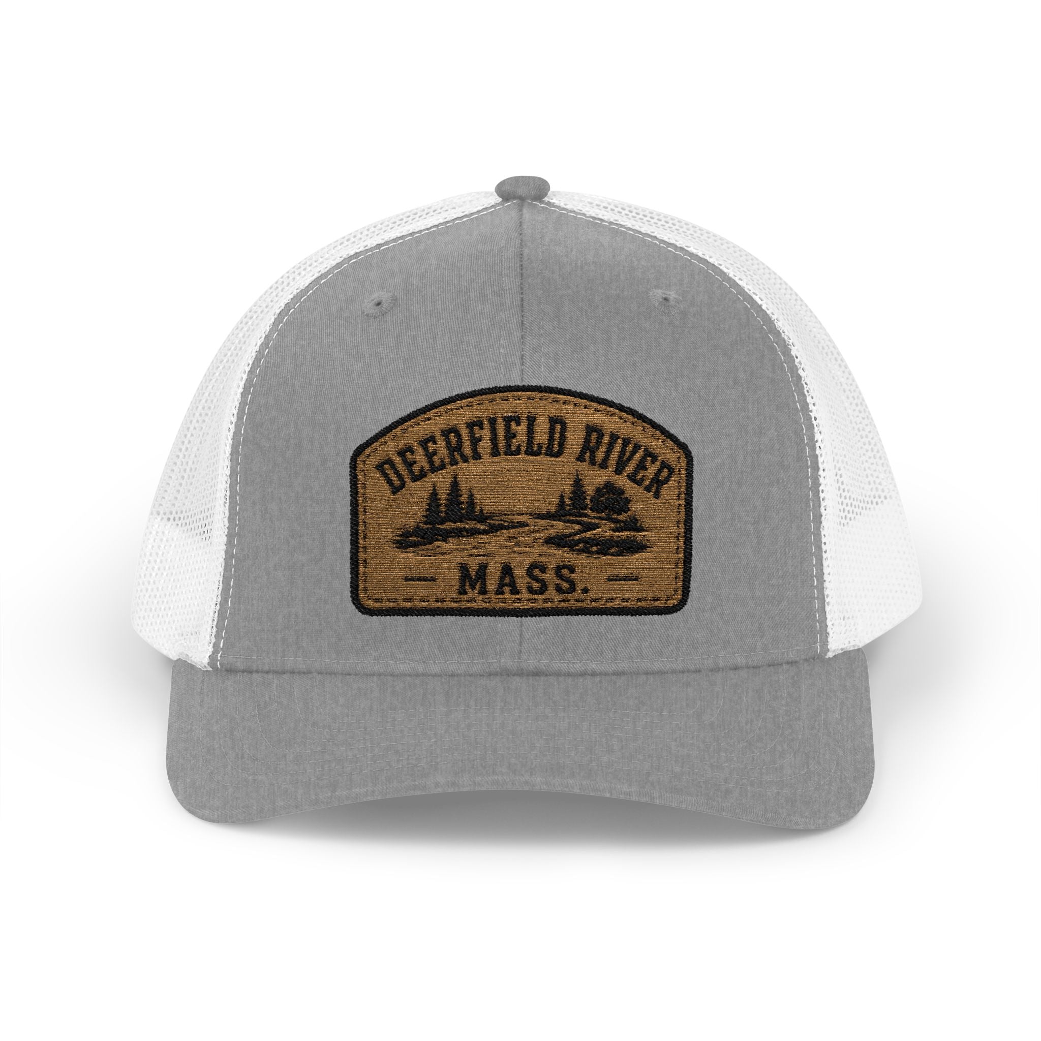 Deerfield River Retro Mountain Patch Snapback Trucker Cap